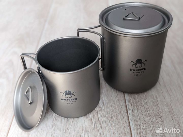 Титановые кружки / котелки / ложки и тарелки новые