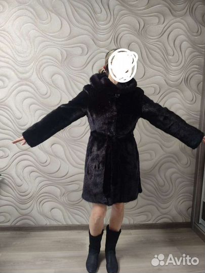 Шуба норковая с капюшоном