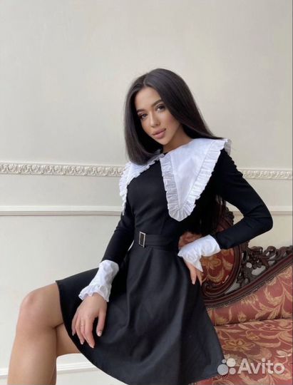 Платье школьное синее,черное