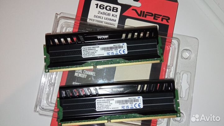 DDR3 1866MHz CL10 модули памяти (kit 8GBx2, 16GB)