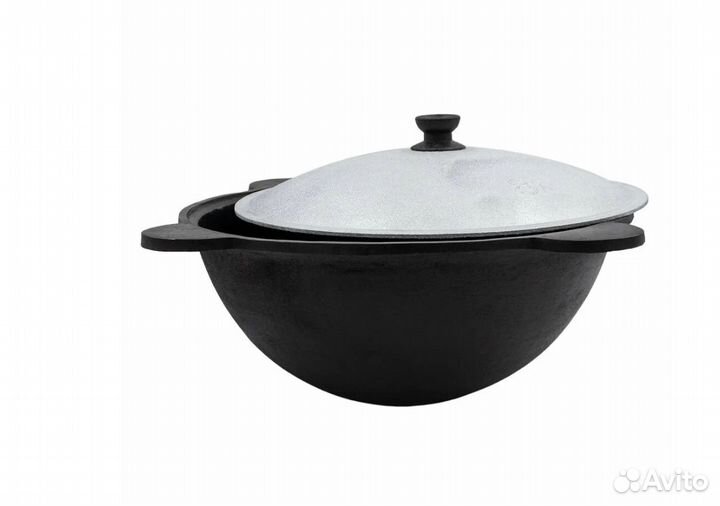 Казан чугунный 8 литров, круглое дно, Наманган