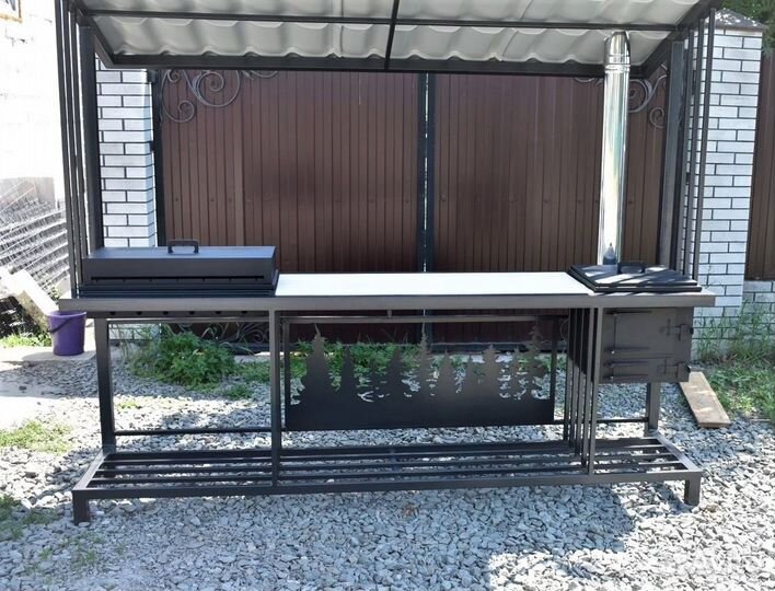 Мангал с печью под казан