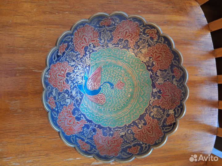 Ваза латунь рисунок эмаль