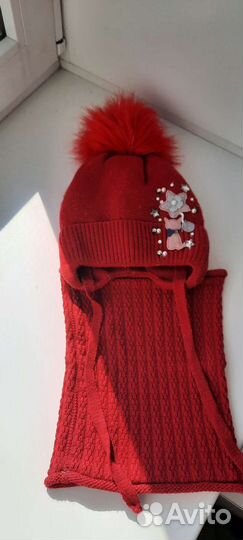 Шапка и снуд зимние для девочки