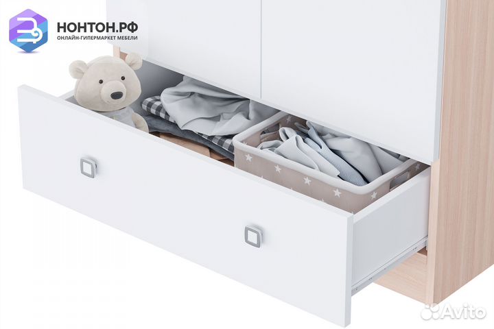 Шкаф двухдверный с 1 ящиком Polini kids Simple дуб