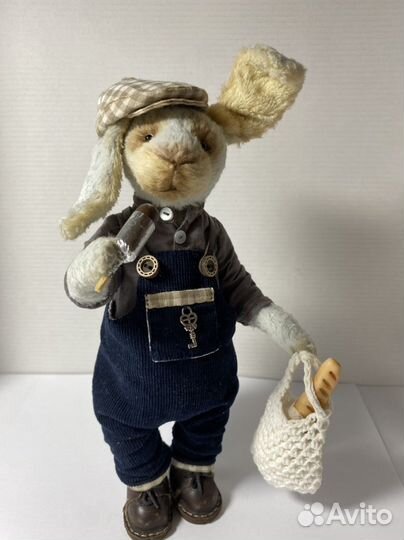 Заяц тедди Сева-скромняга, коллекционная игрушка