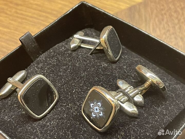 Запонки мужские для рубашки черные