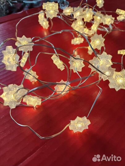 Строла Гирлянда 40 светодиодов снежинка IKEA новая