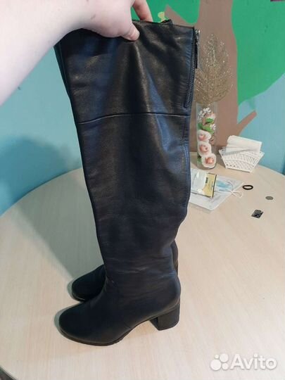 Сапоги зимние ботфорты кожаные женские 40 размер