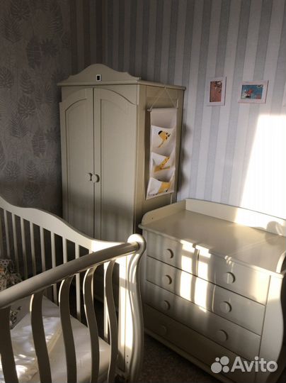 Кроватка Лель из массива бука со шкафчиком