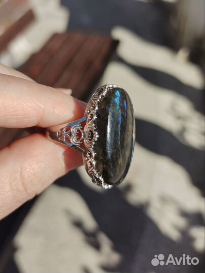 Кольцо с лабрадоритом серебро 925