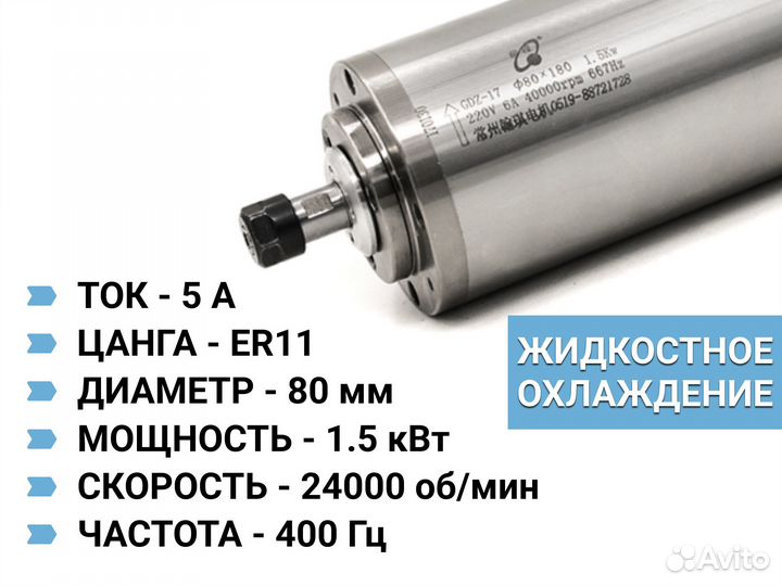 Шпиндель жидкостного охлаждения GDZ-17-1.5 ER11
