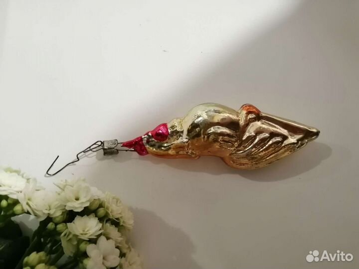 Золотой петушок елочная игрушка СССР