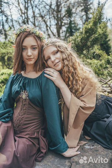 Костюм эльфа деодема платье уши