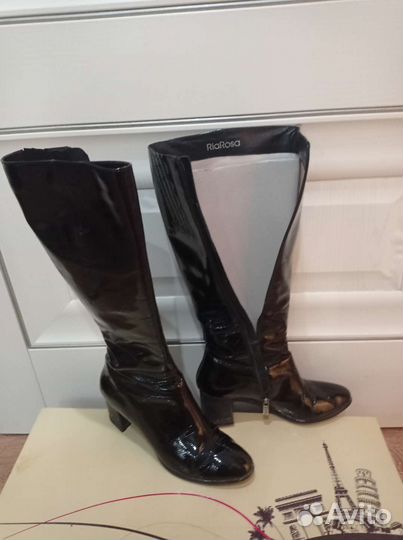 Сапоги Эконика лаковые черные