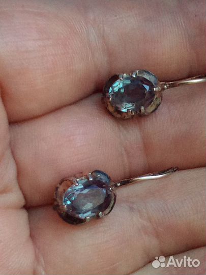 Серьги и кольцо СССР серебро александрит винтаж