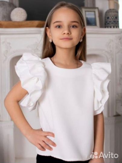 Топ блуза для девочки, школа 122-170 см