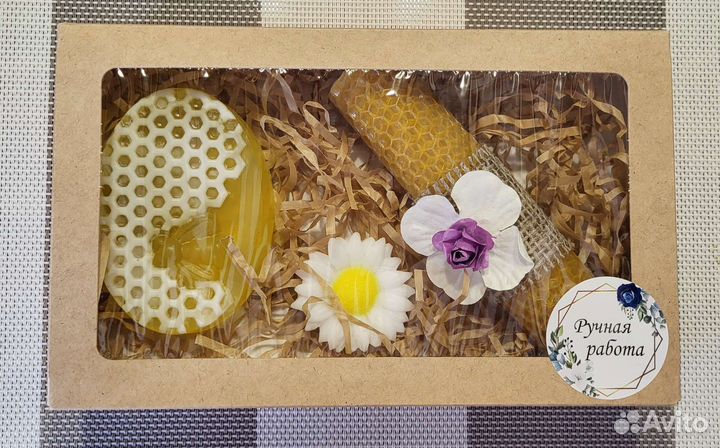 Подарочный набор, мыло ручной работы+свеча