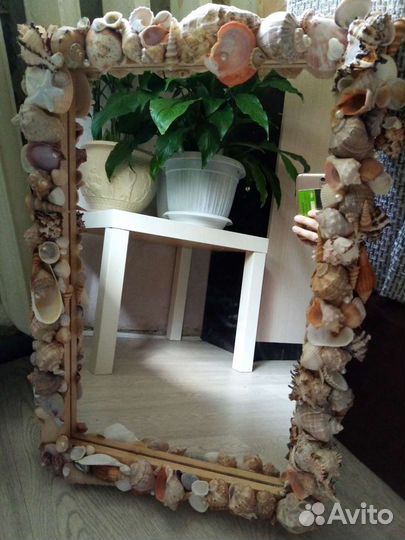Зеркало из ракушек ручная работа