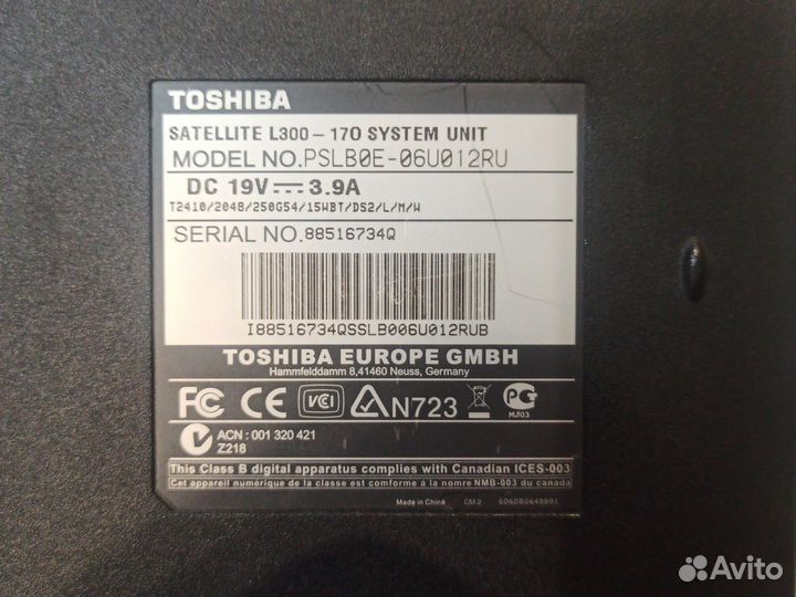 Ноутбук toshiba satellite L300