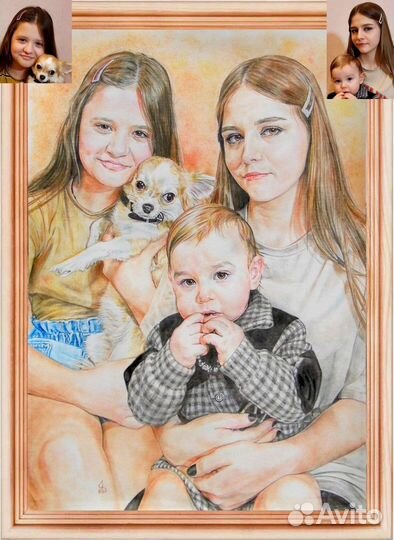 Портрет и шарж, картина в подарок по фото на заказ