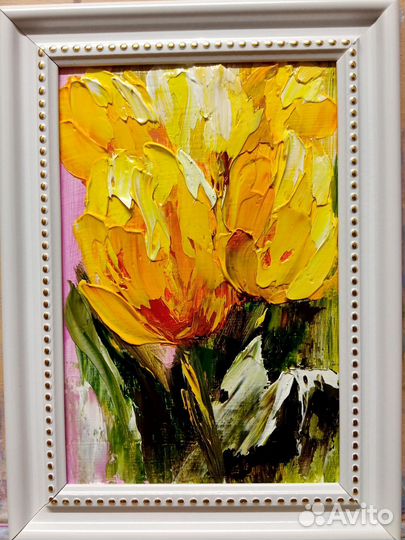 Тюльпаны жёлтые картина маслом