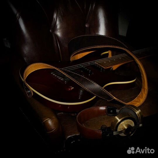 Двухслойный кожаный ремень для гитары Винтаж