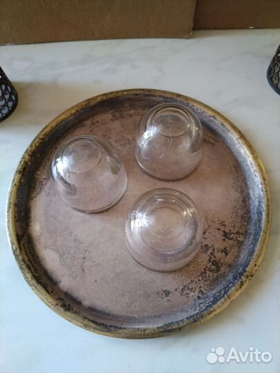 Набор для специй/ икорницы Мельхиор 3 богатыря