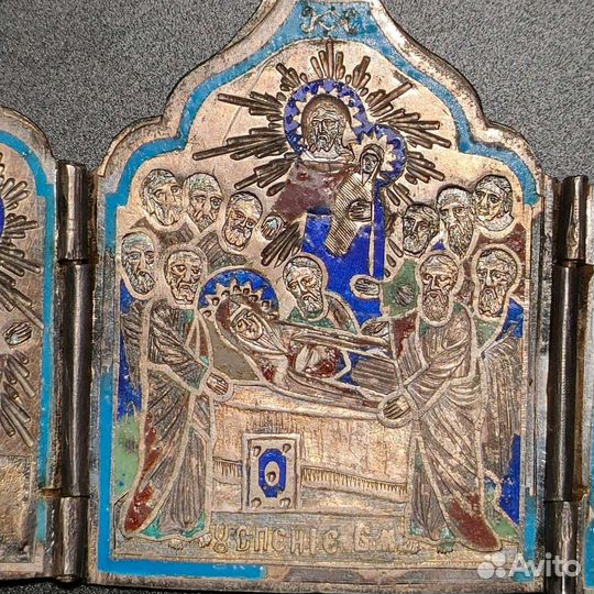 Складень (тельник) серебро,эмаль 84. Гим. R