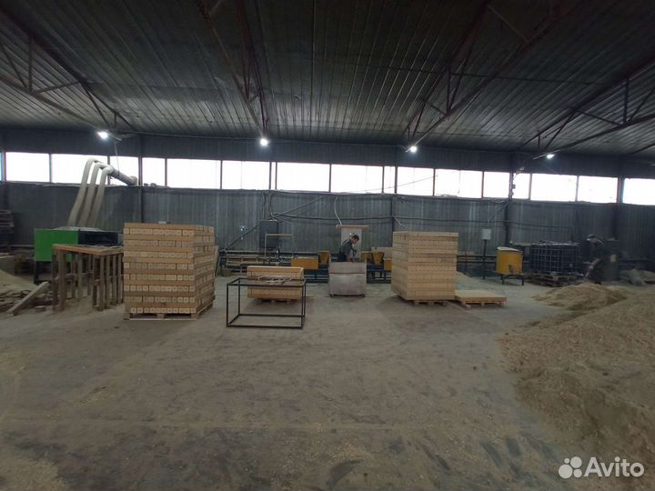 Линия прессованного бруса, шашки, бобышки. Пресс