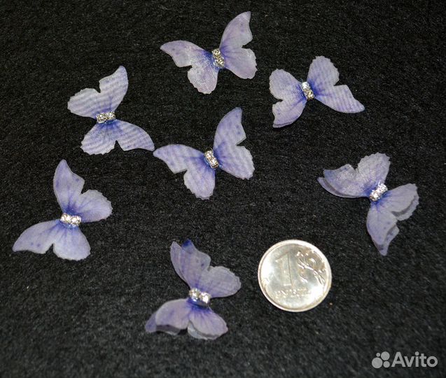 Шифоновые бабочки для рукоделия 3см