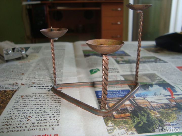 Подсвечник для тонкой свечи медь