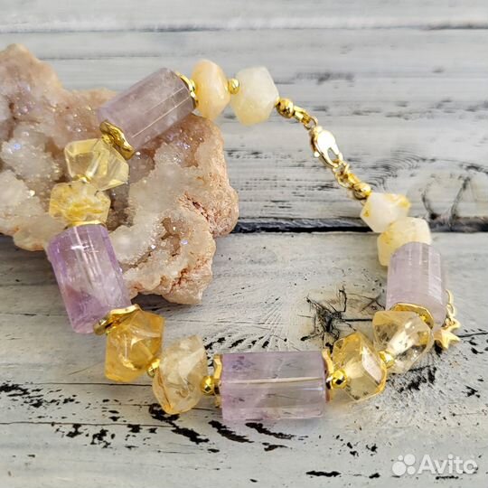 Браслет из аметиста цитрина натуральных камней укр