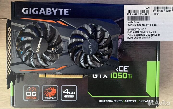 Новая Gigabyte gtx 1050 ti