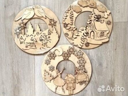 Венок новогодний из фанеры для творчества новый