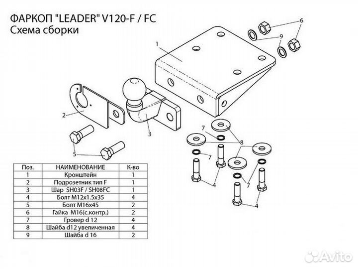 Фаркоп установка тсу Volkswagen Amarok, 2010-2016