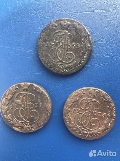 Монеты 5 копеек Екатерины 2, 1764- 1773