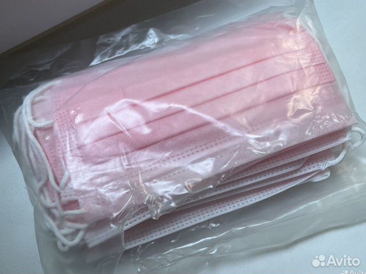 Маски одноразовые розовые