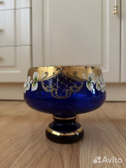 Ваза для фруктов цветной хрусталь