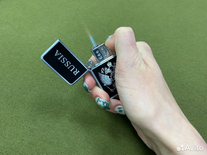 Зажигалка газовая турбо Russia Серебристая