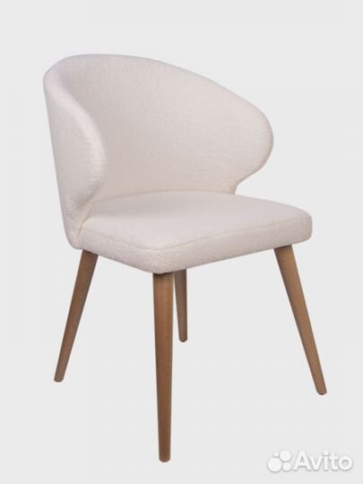 Дизайнерский стул Ariel букле белый, опора бук нат