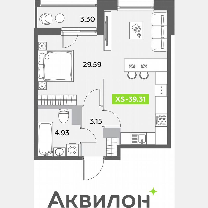 Квартира-студия, 39,3 м², 11/12 эт.