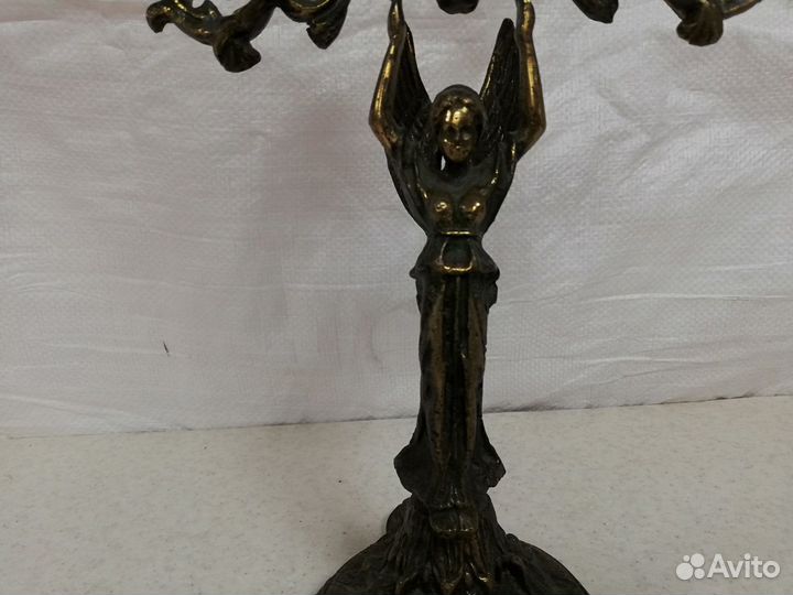 Старинный подсвечник на 3 свечи брона