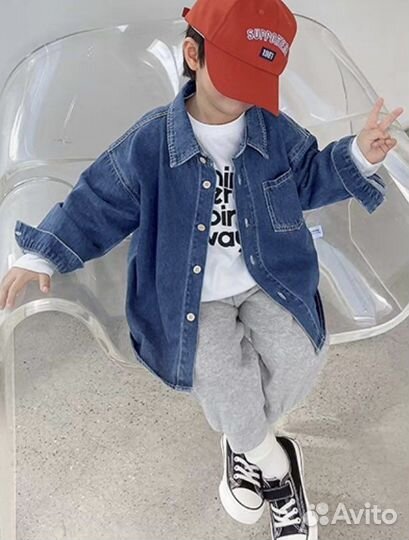 Джинсовая рубашка на мальчика 98