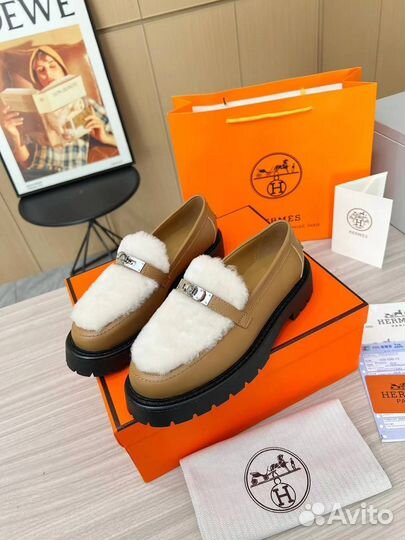 Лоферы женские на грубой подошве Hermes 36-41