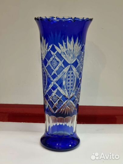 Ваза СССР синее стекло