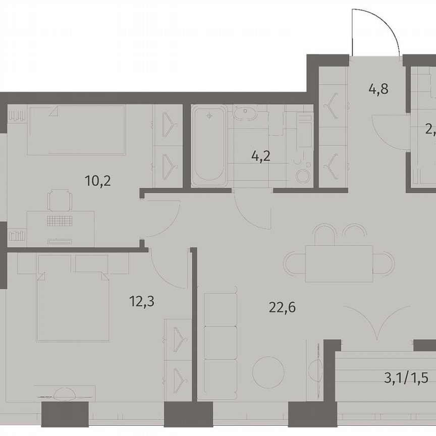 2-к. квартира, 58,3 м², 5/11 эт.