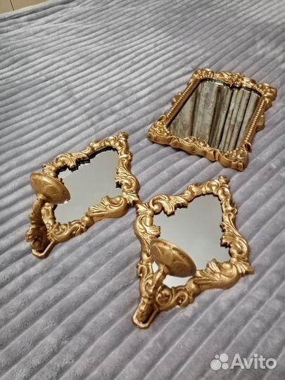Зеркало с подсвечником винтаж. 2шт