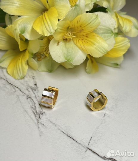 Серьги конго мини с перламутром