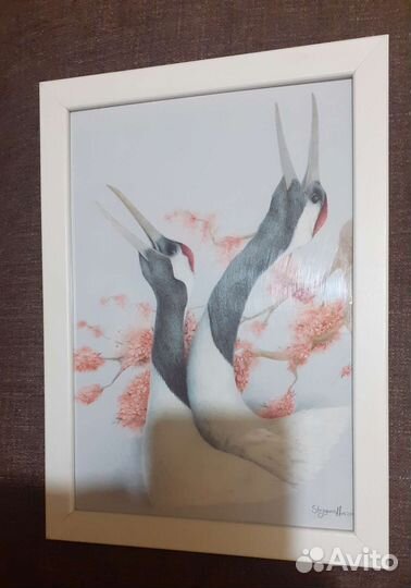 Принт репродукция Японские журавли